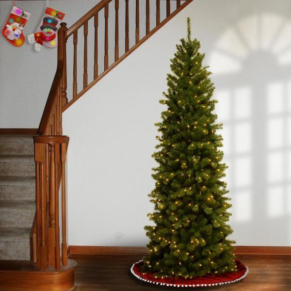 6.5 ft. North Valley Spruce Pencil Slim Artificial Christmas Tree with Clear Lights