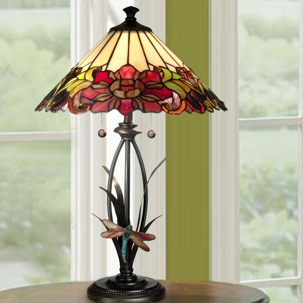 Floral with Dragonfly Table Lamp