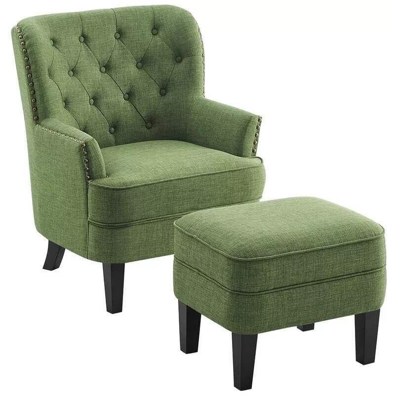 🔥BIG SALE!!! Elroy 32” Wide Tufted Wingback Chair and Ottoman🔥