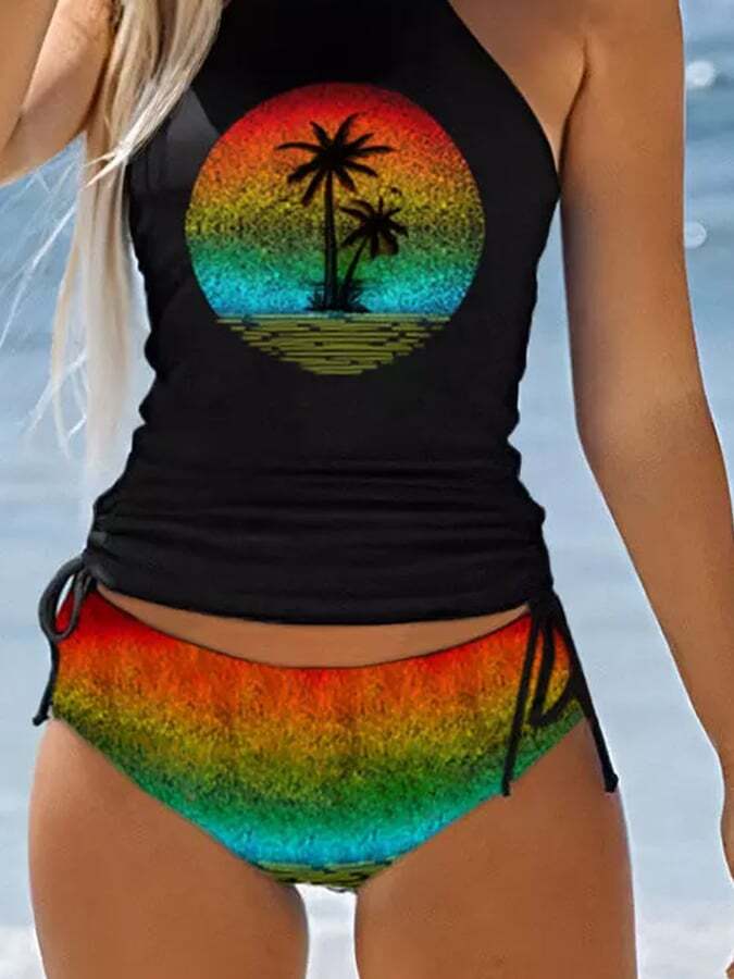 Vacation Coconut Tree Print Swimsuit