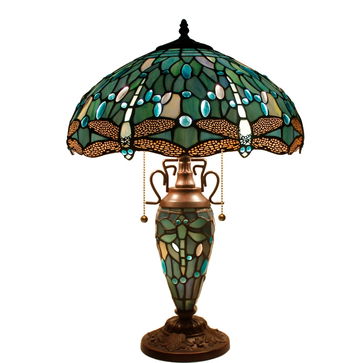 Tiffany Table Lamp With Nightlight Rustic Large 24