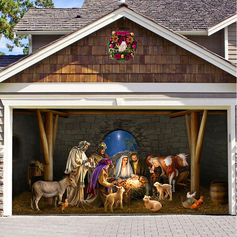 🔥 2022 New Sale -  Outdoor Nativity Scene Christmas Holiday Home Garage Decor Billboard Door Mural