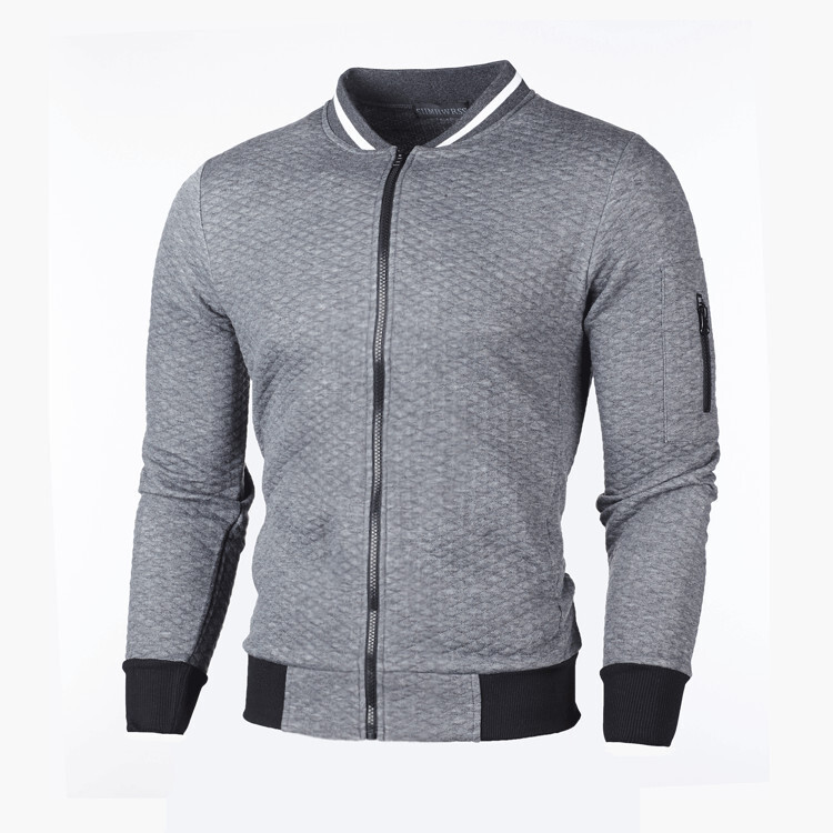 Men's Zip Up Collar Waffle Jacket Sweatshirt