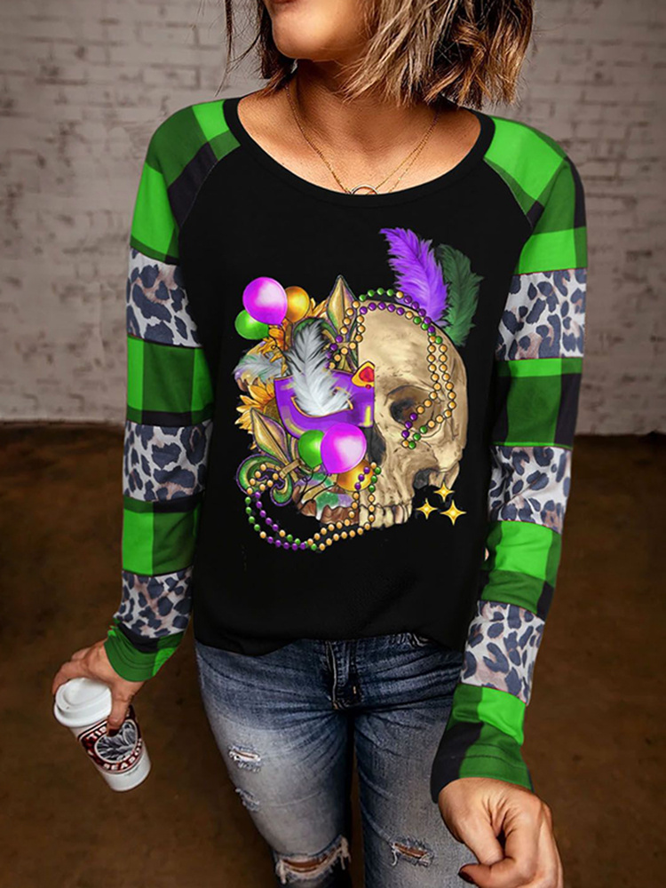 [CLEARANCE SALE]Mardi Gras Skull Print T-Shirt