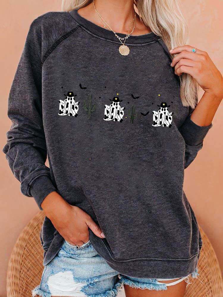 Women's Halloween Cow Print Casual Sweatshirt
