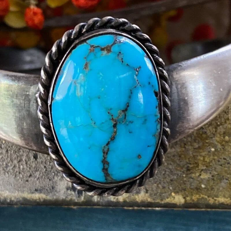 Spider Web Turquoise Bracelet in Sterling Silver