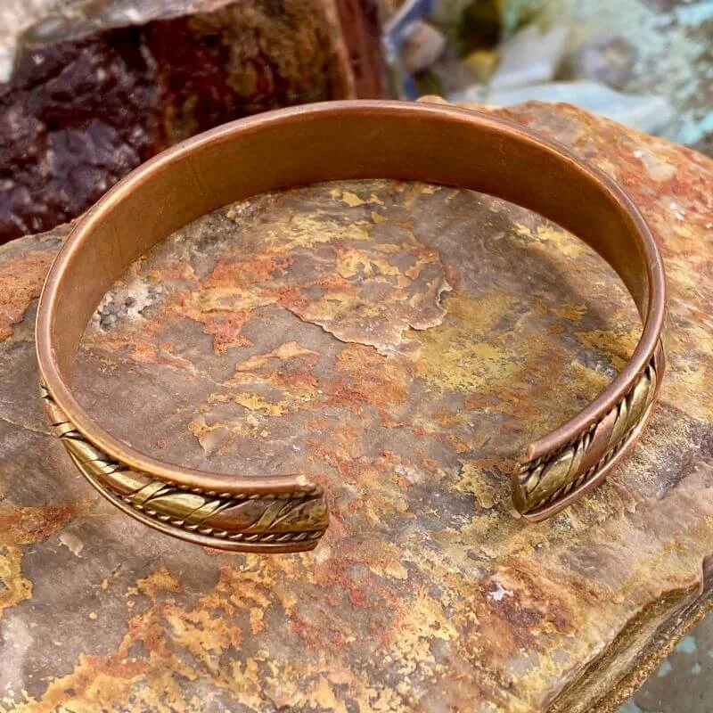 Woven Copper and Brass Cuff Bracelet