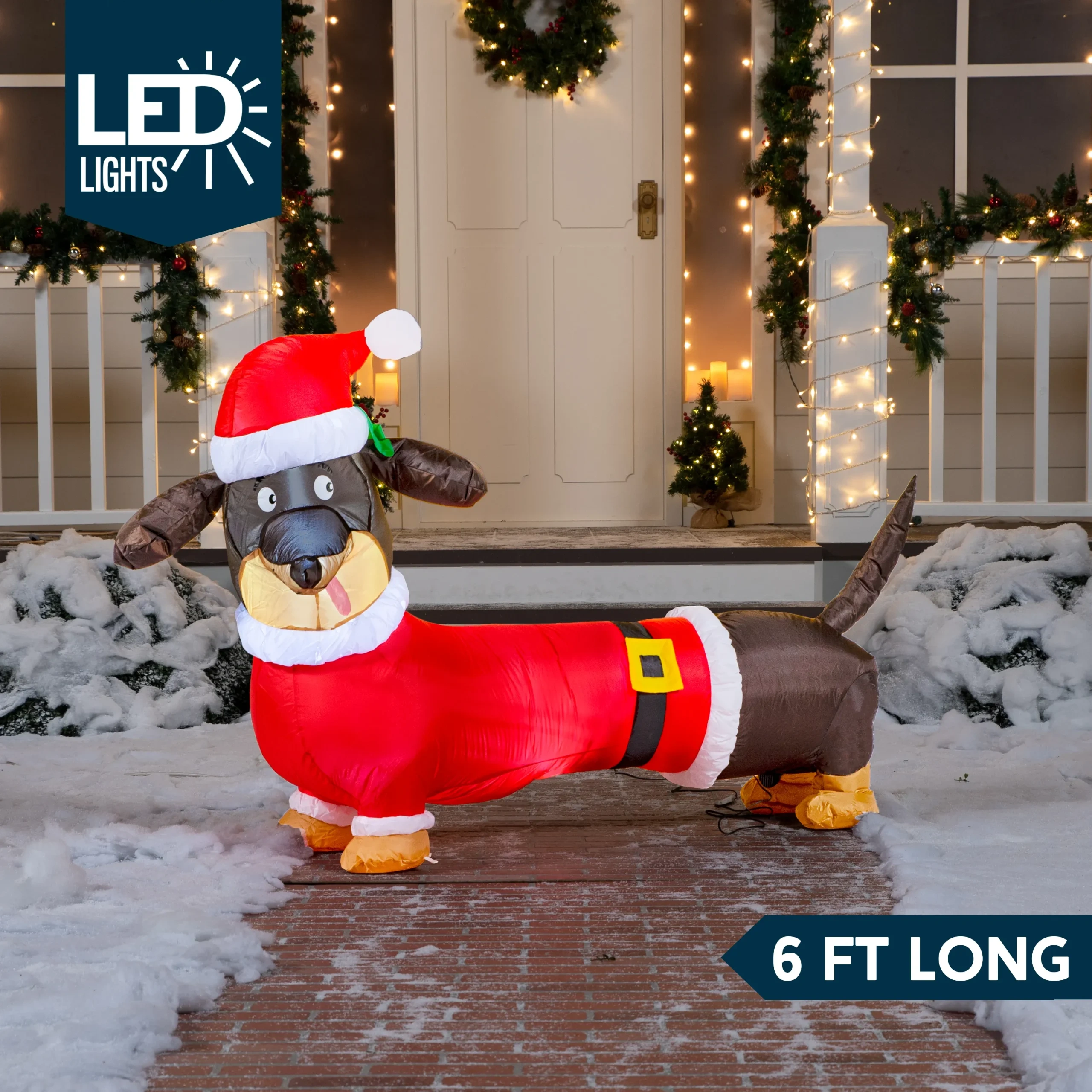 5ft Long Dachshund Blow Up Christmas Decoration