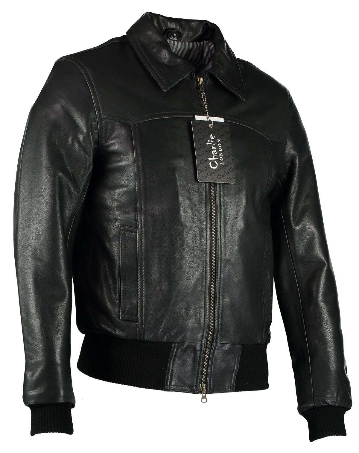 Men's The Deal Black Bomber Leather Jacket