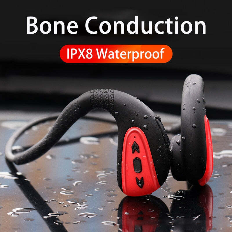 True Bone Conduction Headphones IPX8 Waterproof for Swimming with 8GB MP3