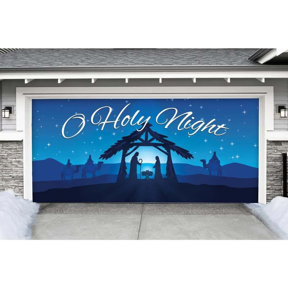 🎁7 ft. x 16 ft. Nativity Scene O' Holy Night-Christmas Garage Door Decor  for Double Car Garage