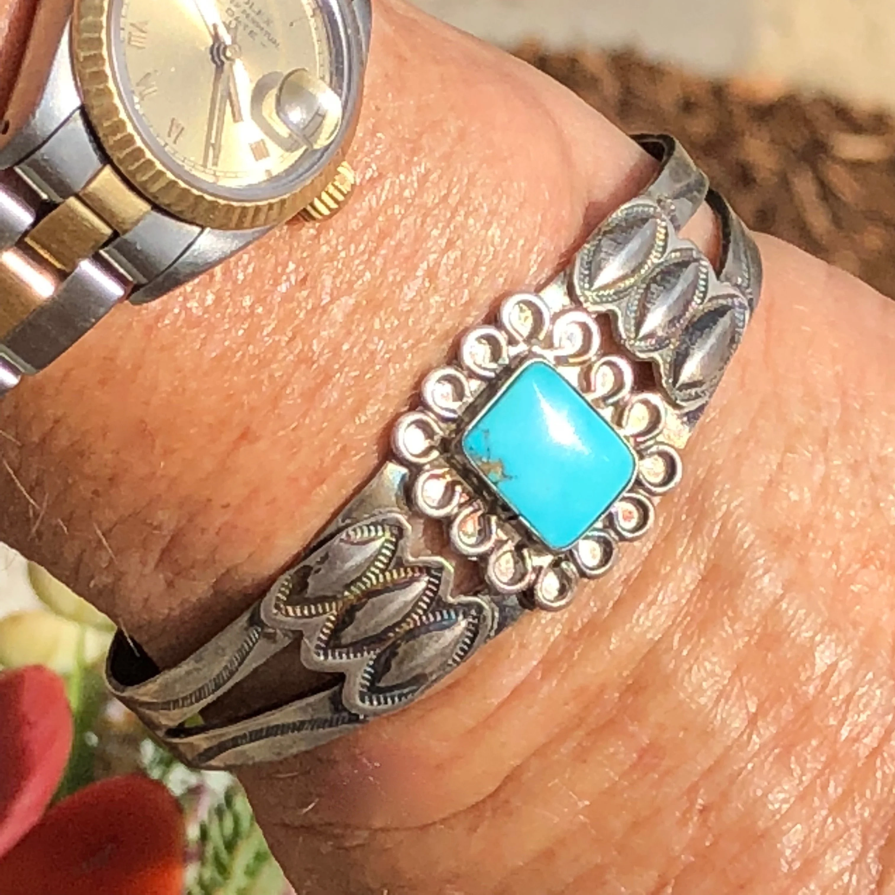 Fred Harvey era Sterling Silver and Blue Turquoise Bracelet
