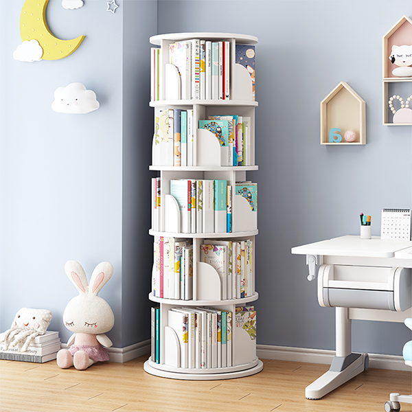 Simple Children's Rotating Bookshelf 360 Degree Bookcase