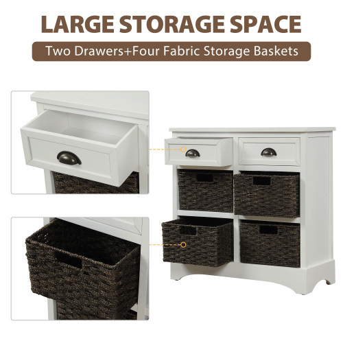 Storage Cabinet with Rattan Basket