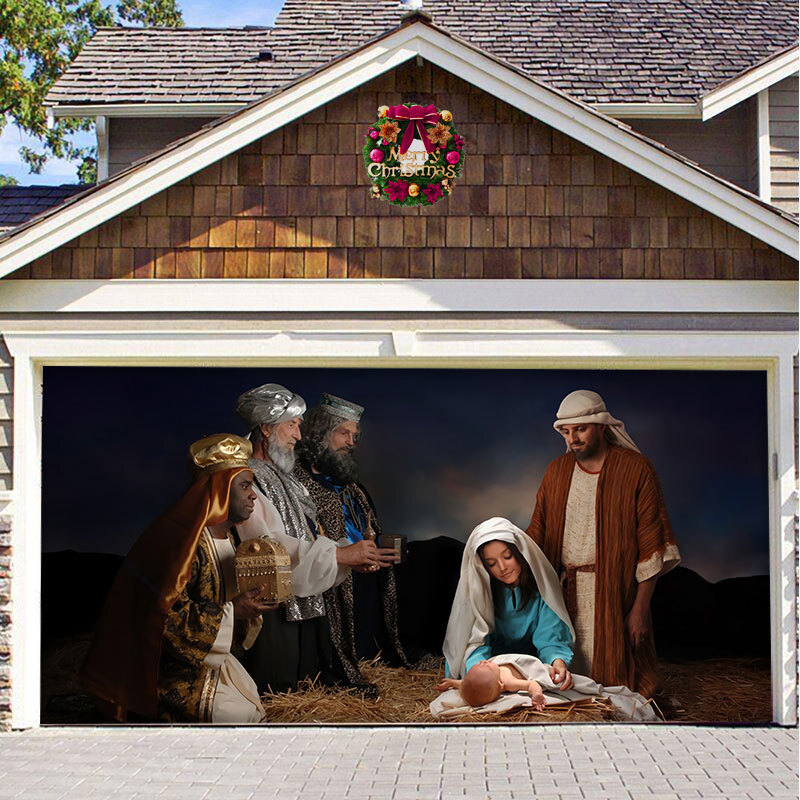 🔥 2022 New Sale -  Nativity Scene Garage Door Cover Full Color Christmas Garage Door Mural
