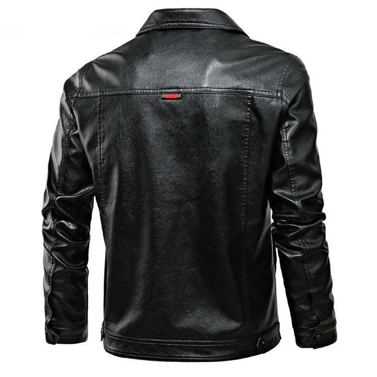 Outdoor Lapel Slim Pocket Men's Leather Jacket