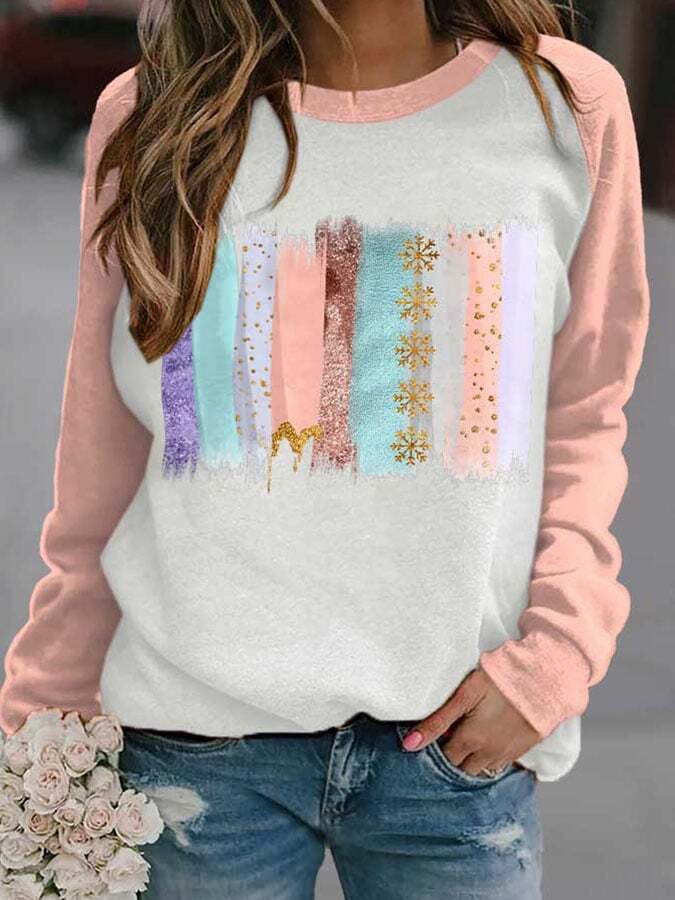 Winter Snowflake Sequins Print Sweatshirt