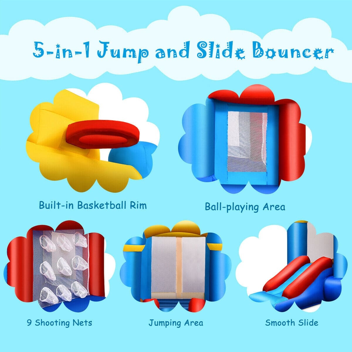 Inflatable Bounce House Castle with Balls & Bag - Blower not included