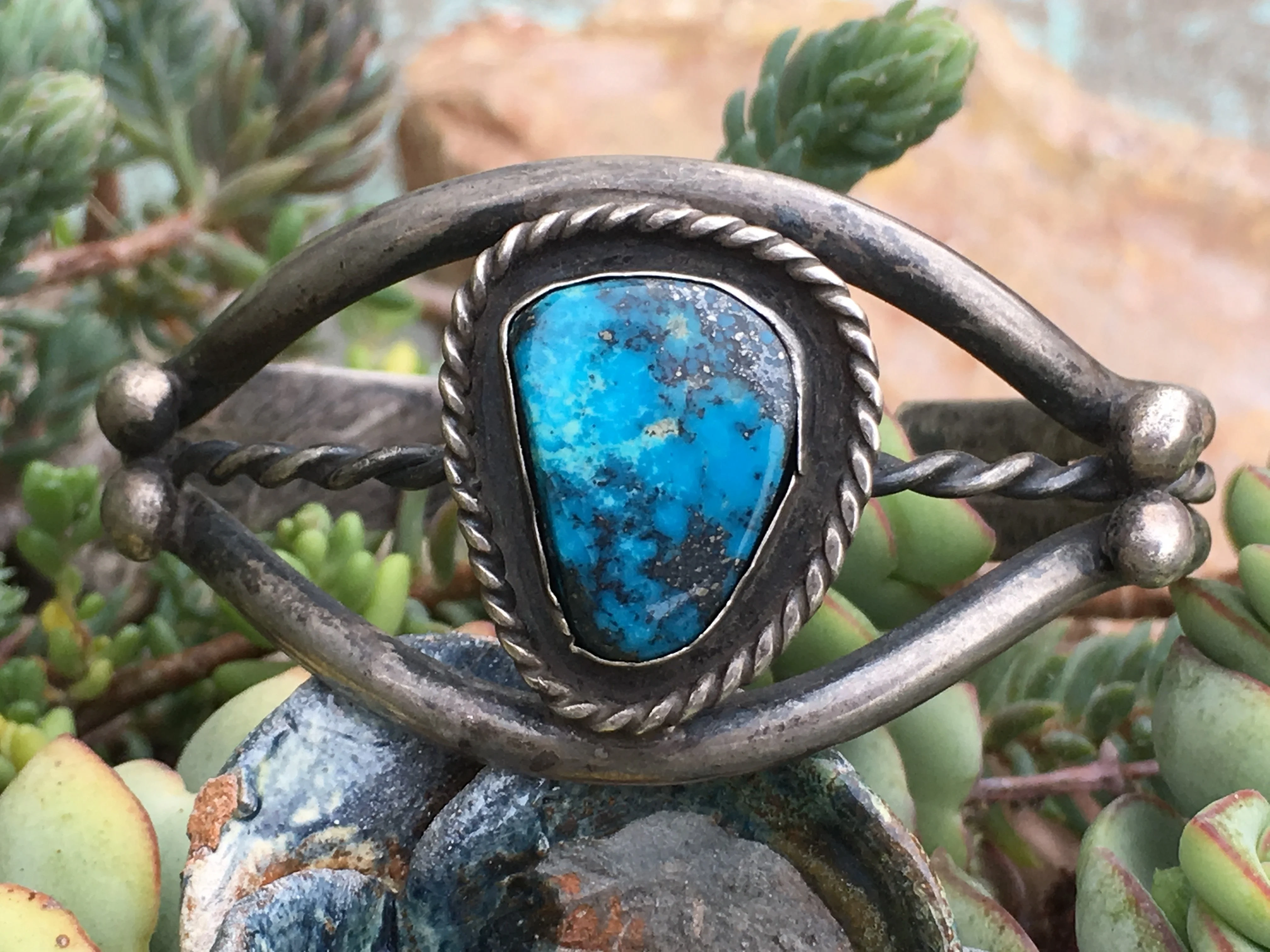 Morenci Turquoise Navajo Cuff Bracelet in Sterling Silver