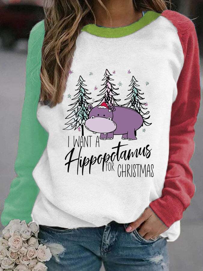 Christmas Colorful Print Sweatshirt