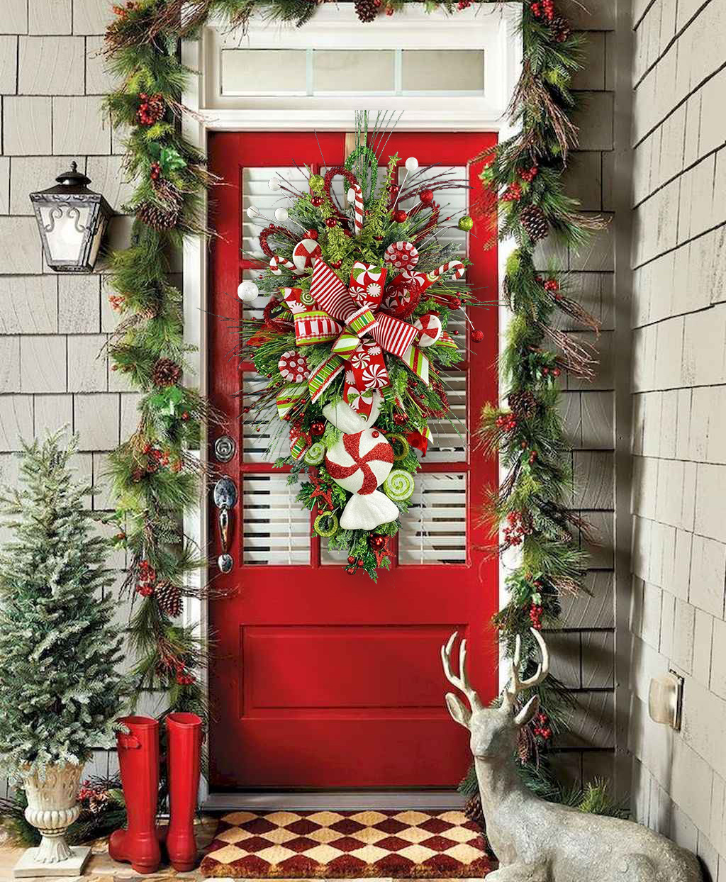 🔥Last Day 49% OFF🔥🍭Large Candy Cane Christmas Wreath🍭