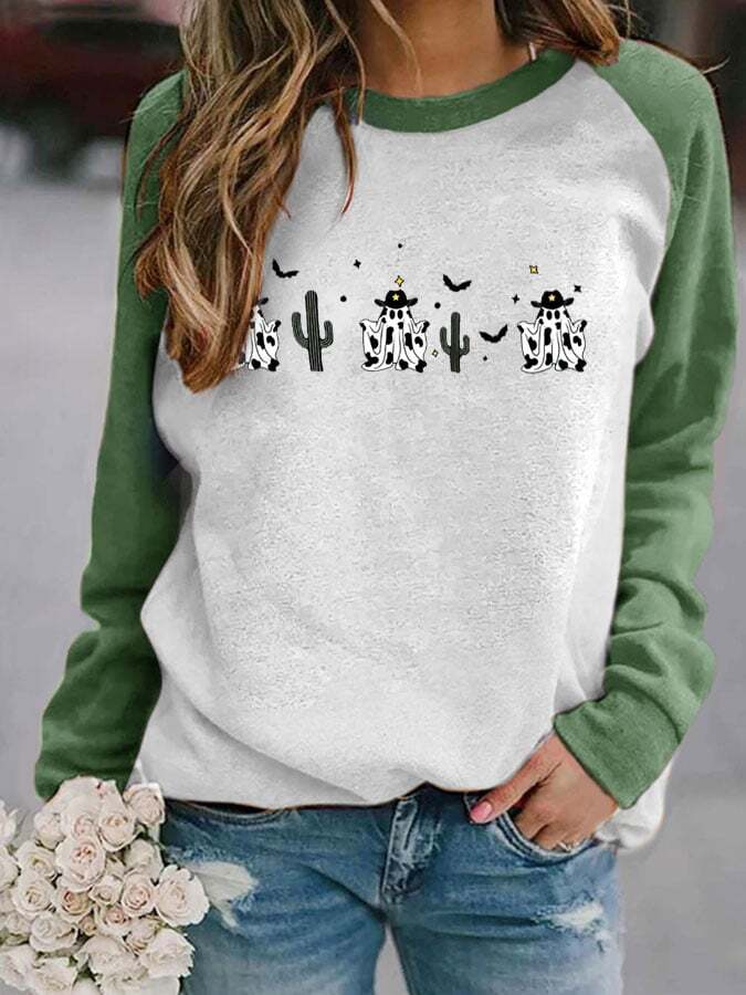 Women's Halloween Cow Print Sweatshirt