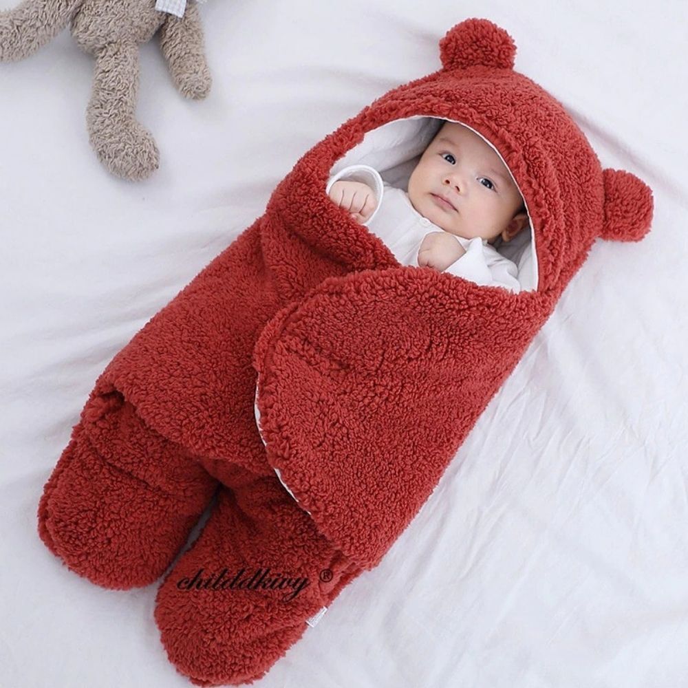 Newborn Baby Bear Soft Blankets - Red