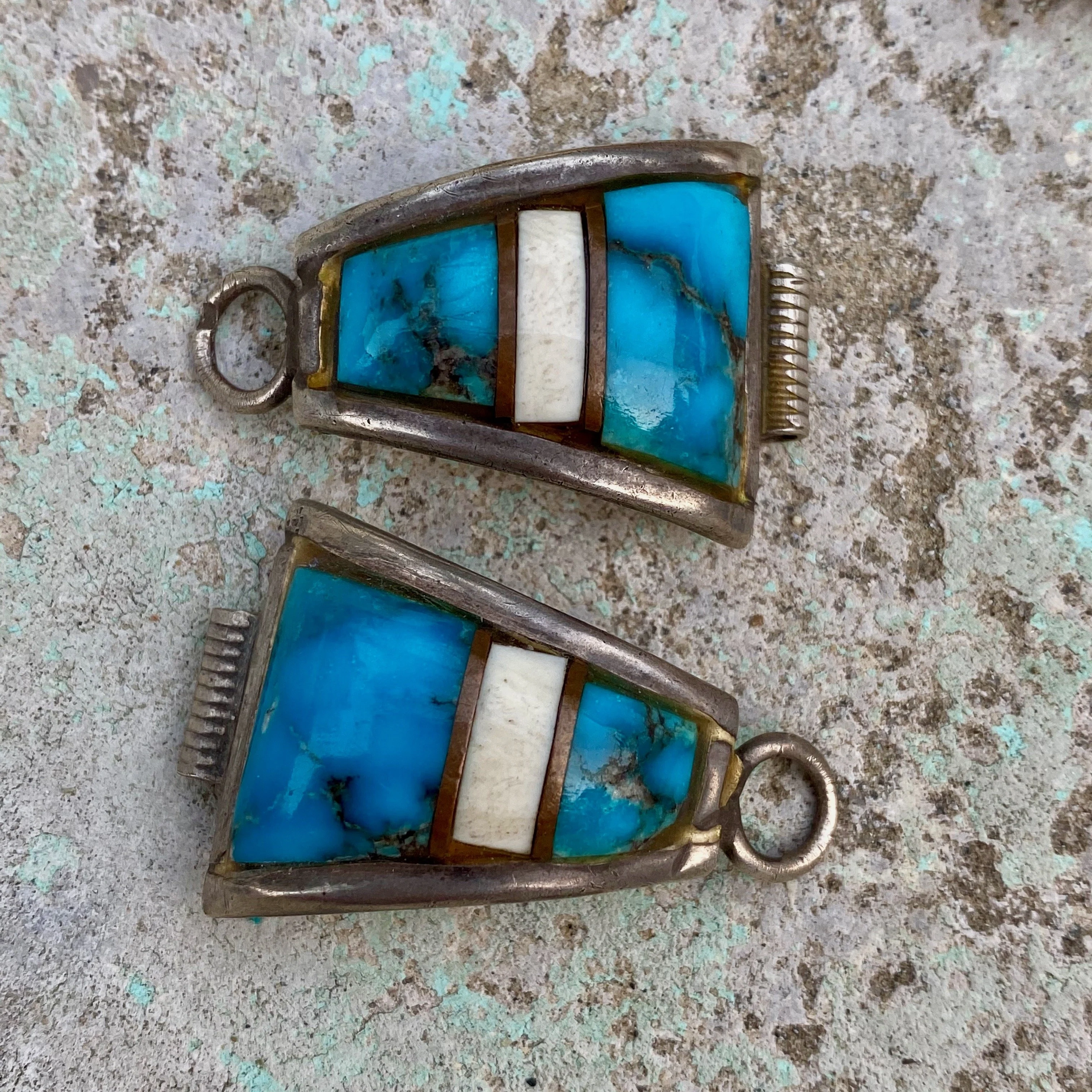Navajo Watch Band Plates with Dark Blue Turquoise
