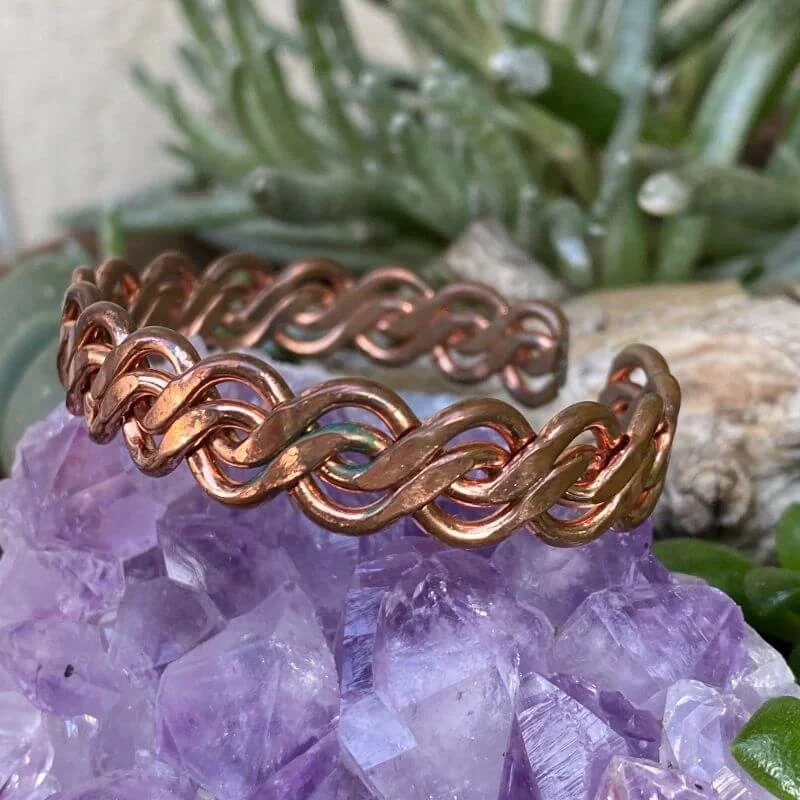 Copper Wire Bracelet Hand Hammered and Twisted