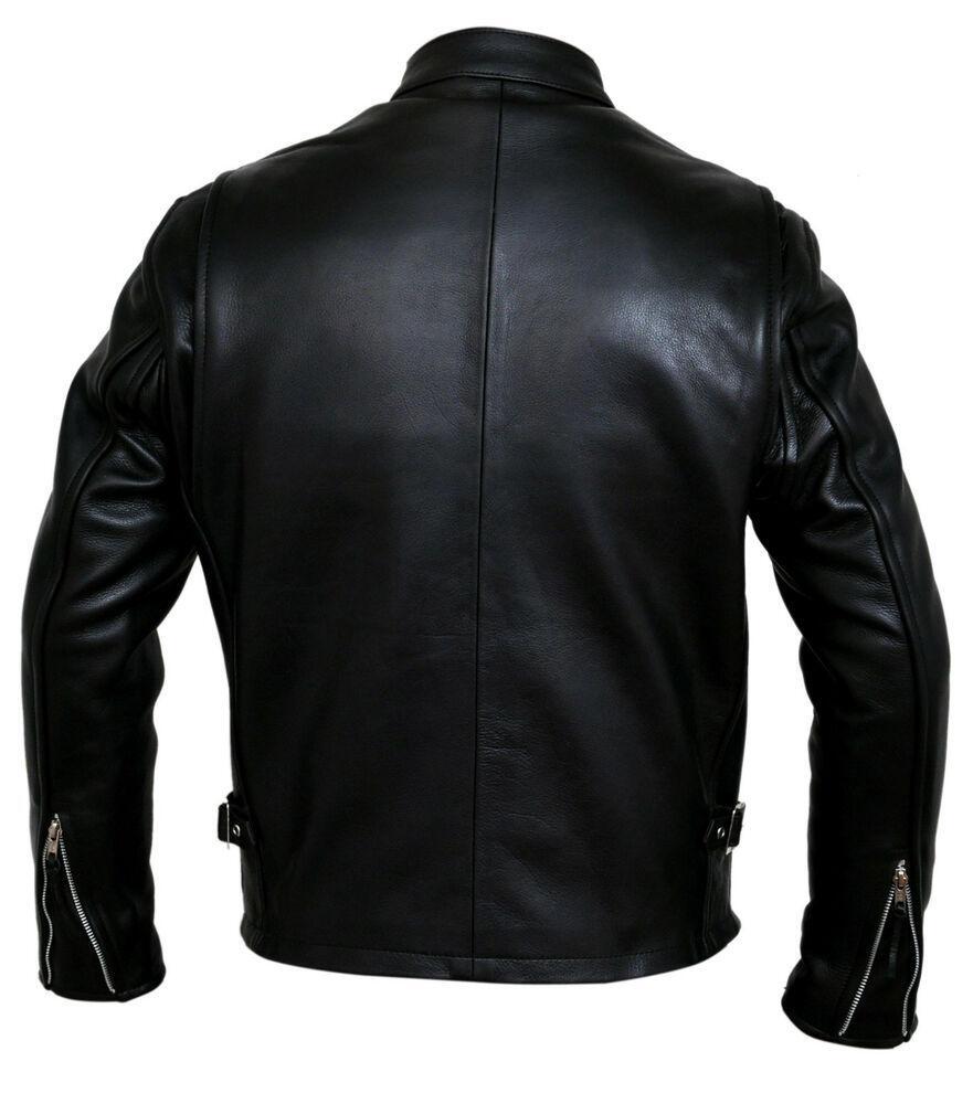 Classic Racer Black Biker Cowhide Leather Jacket Motorcycle