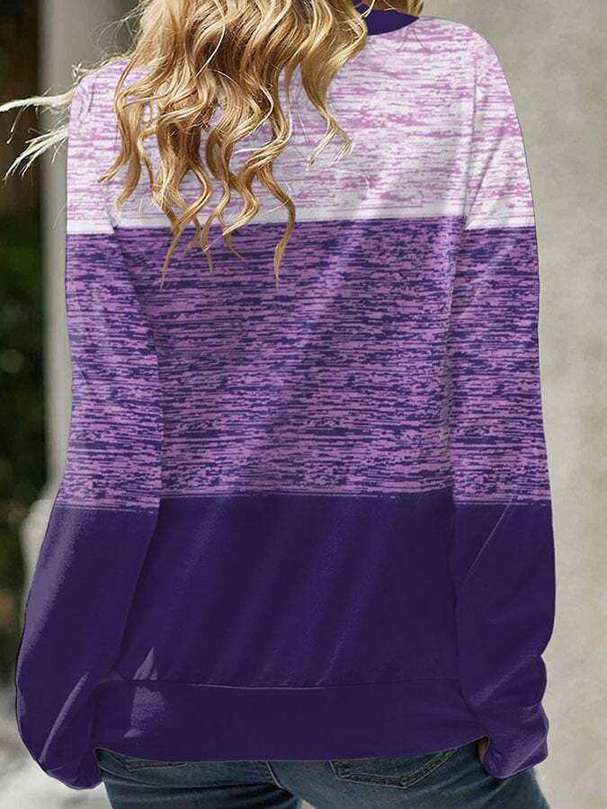 Casual Purple Contrast Panel Sweatshirt