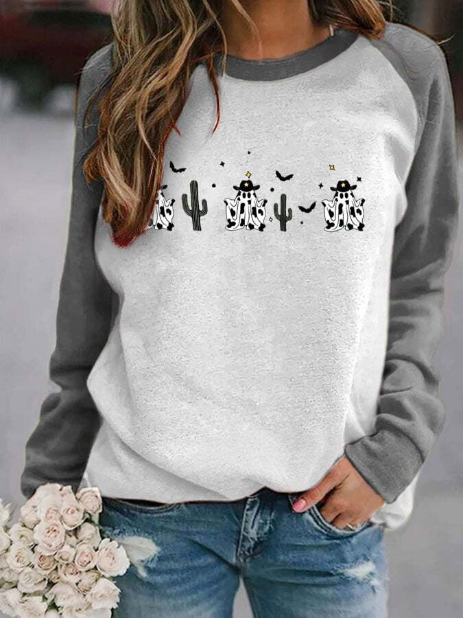 Women's Halloween Cow Print Sweatshirt