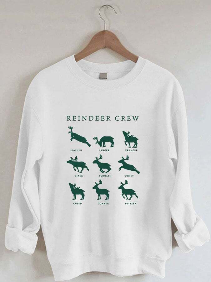 Women's Christmas Reindeer Crew Print Sweatshirt