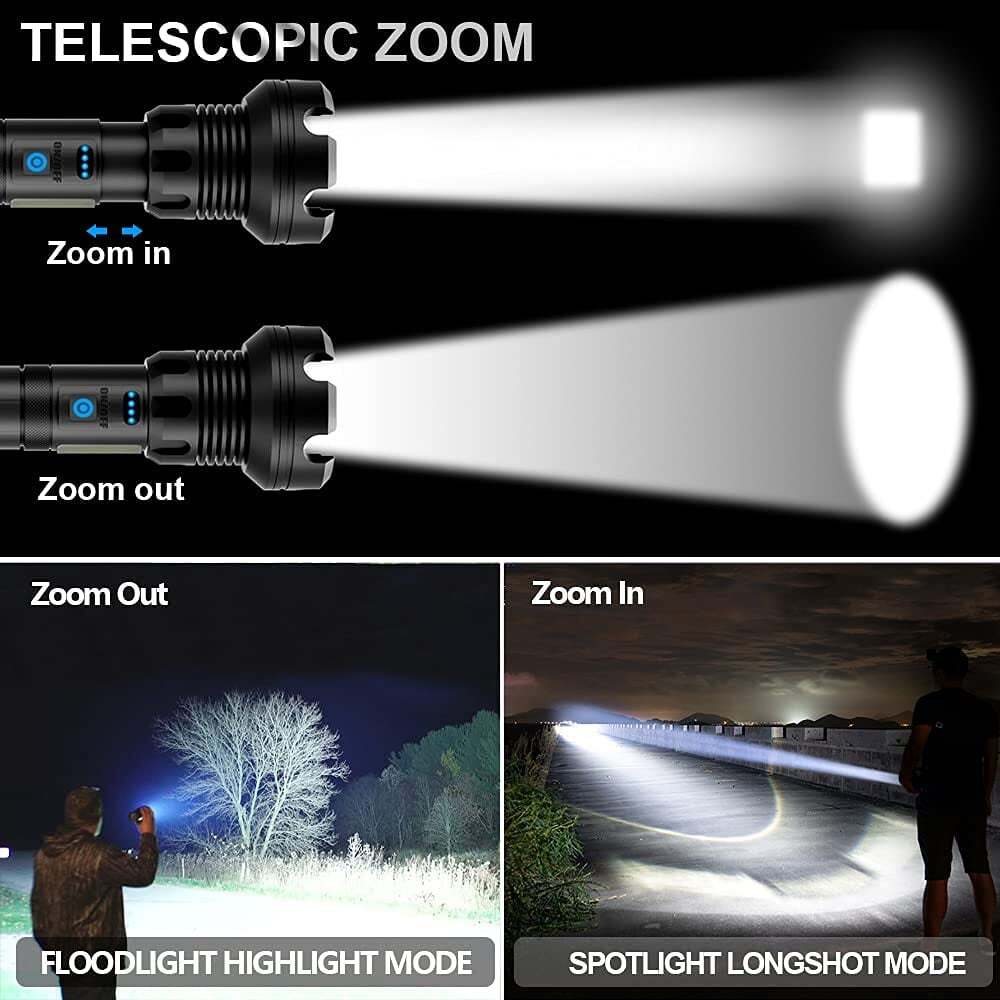 LED Rechargeable Tactical Laser Flashlight 70000 High Lumens