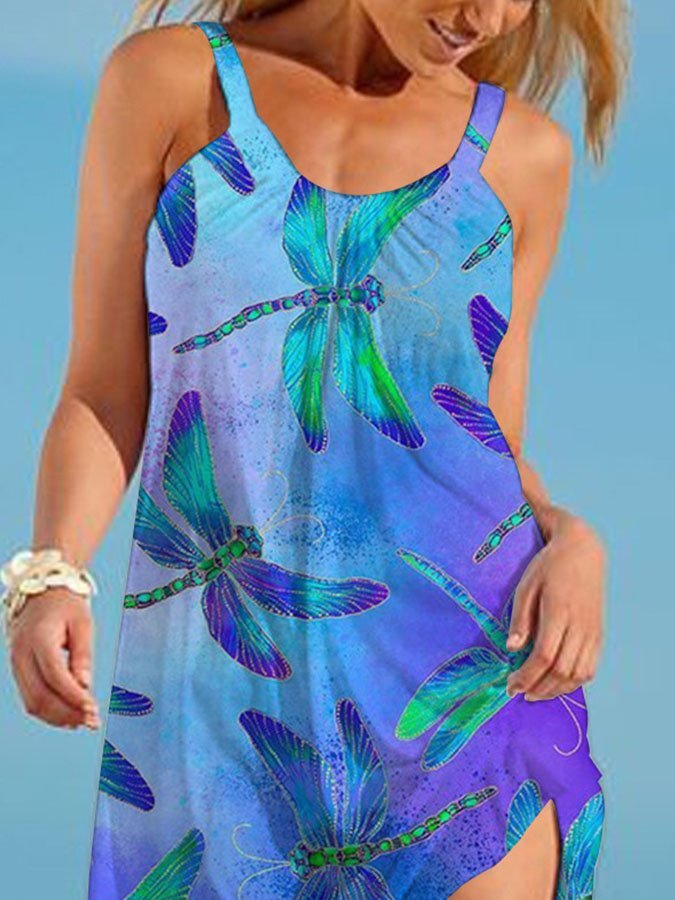 Dragonfly Print Slip Dress