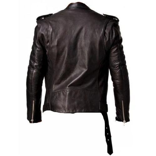 Slim fit biker style jacket with belt