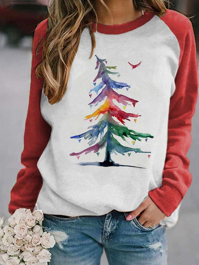 Women's Christmas Tree Print Sweatshirt