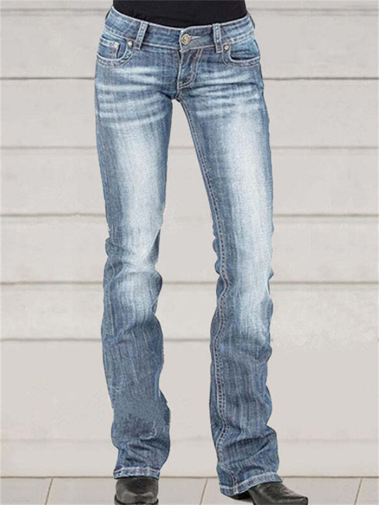 Classic Hip Hugger Washed Bootcut Jeans