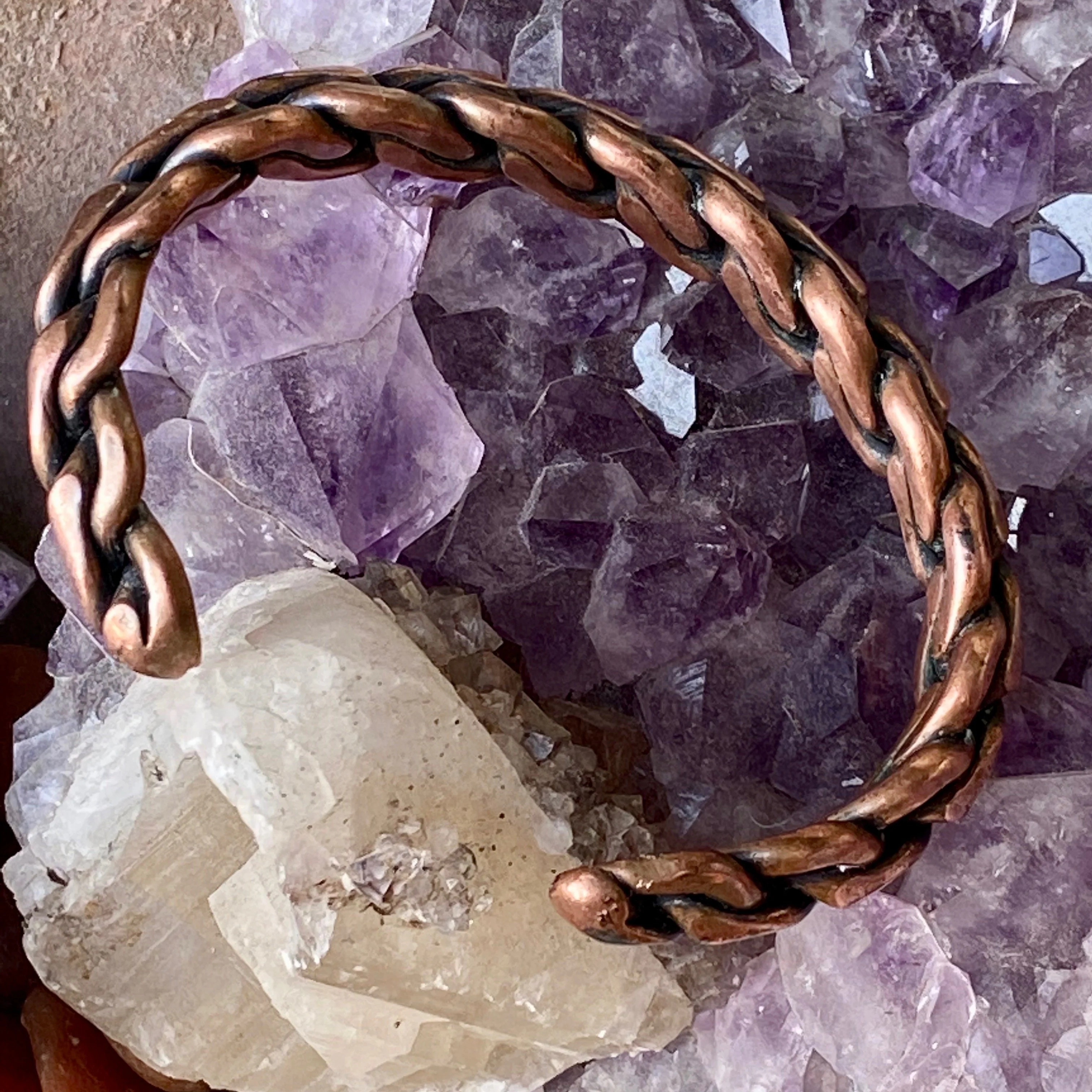Time Worn Hand Woven Solid Copper Cuff Bracelet