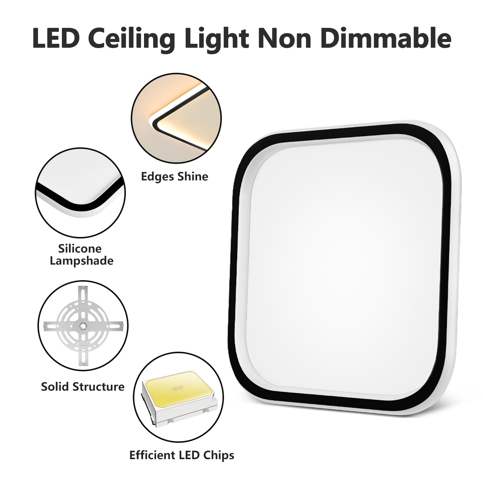 CHEEROLL LED Flush Mount Ceiling Light Fixture, 45W LED Ceiling Light Flush Mount, 12 inch 3000K Warm Light Flush Mount Light for Bathroom, Kitchen, Bedroom, Living Room, Garage Non Dimmable