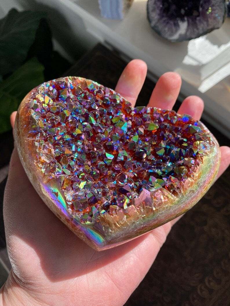🎁Last Day 49% OFF - Angel Aura Heart Shaped Rainbow Crystal Cluster🎉Buy 2 FREE SHIPPING