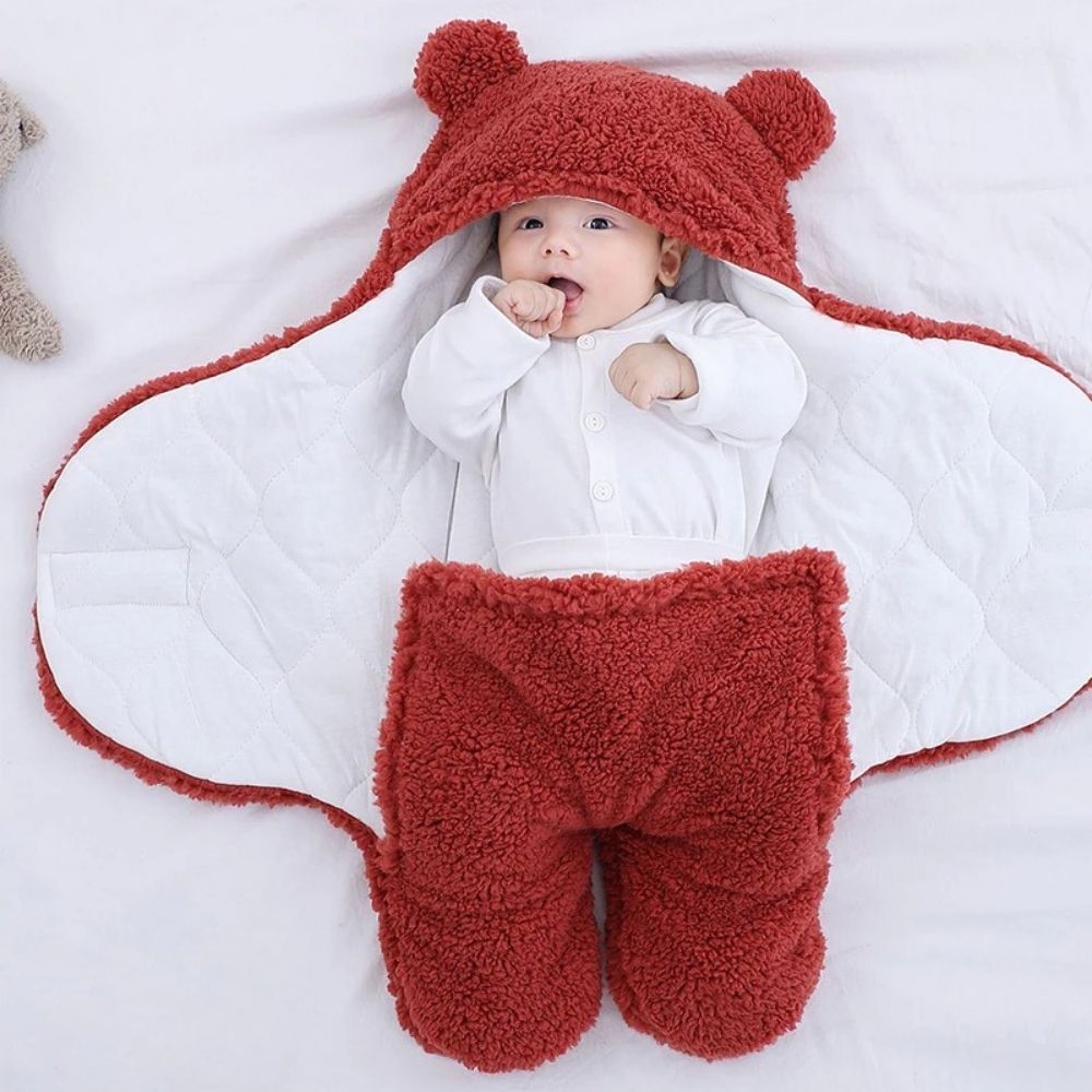 Newborn Baby Bear Soft Blankets - Red