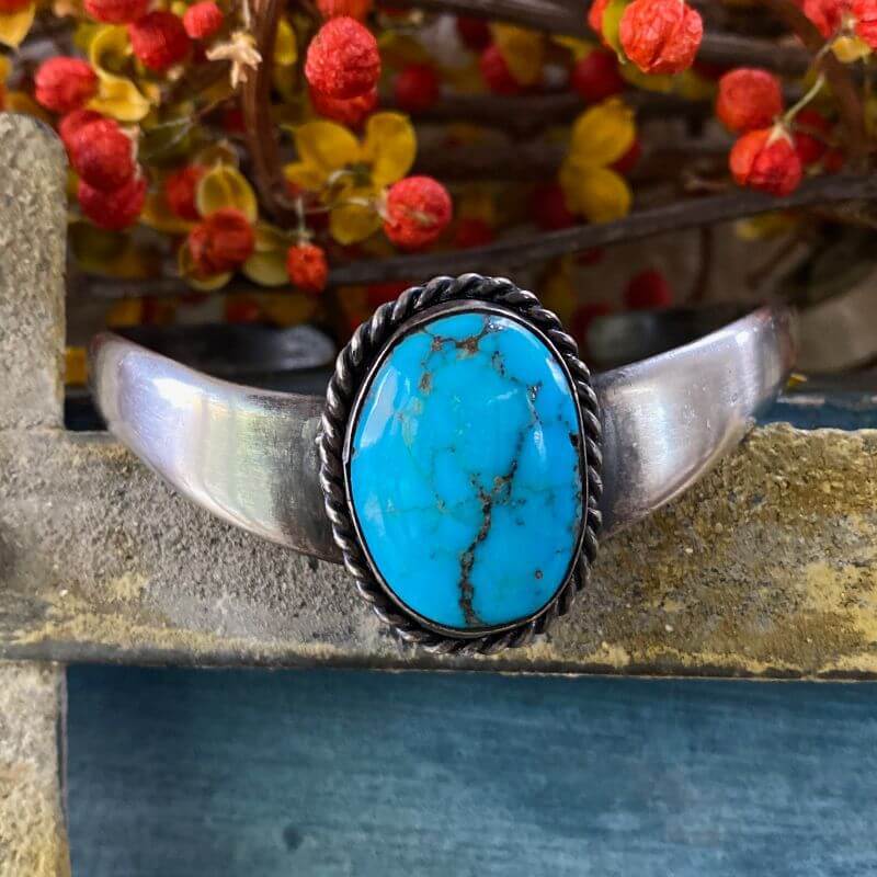 Spider Web Turquoise Bracelet in Sterling Silver