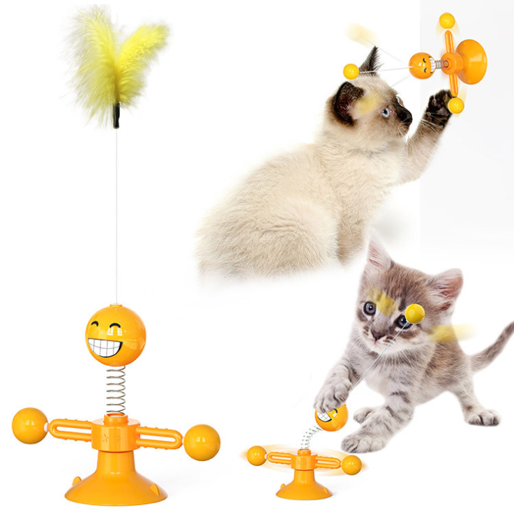 Kitten Interactive Swing Turntable Cat Stick With Spring Toy
