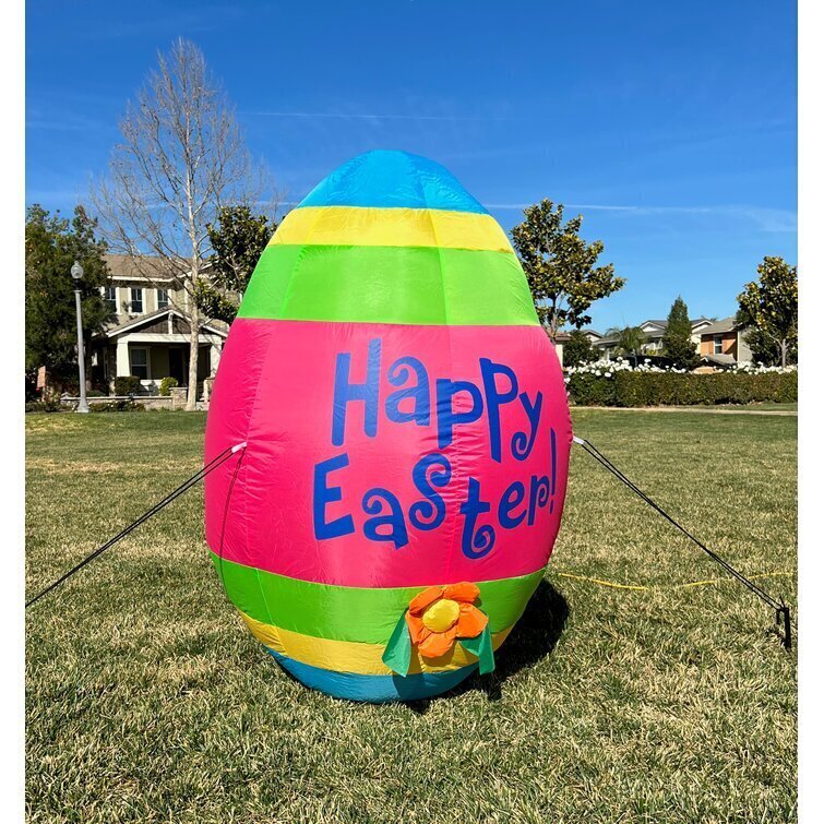 Cute Colorful Giant Easter Egg with Flower Decoration Inflatable