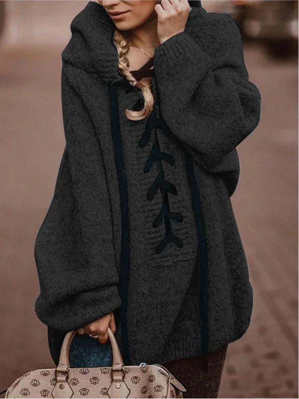 Casual Hoodie Cotton Solid Sweater coat