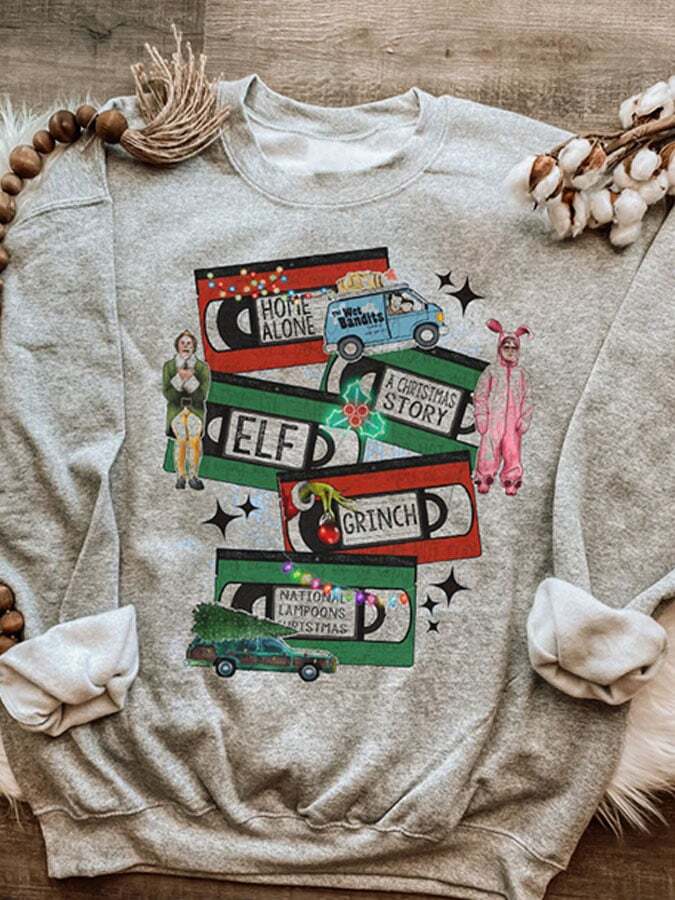 Vintage Classic Christmas Movie Print Sweatshirt