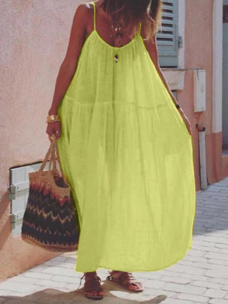 Women's Solid Color Halter Loose Maxi Dress