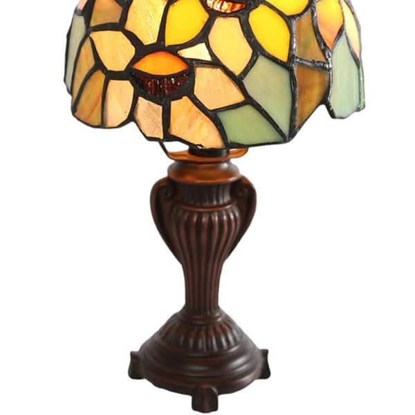 11.5-inch Stained Glass Sunflower Blossoms Lamp - 6