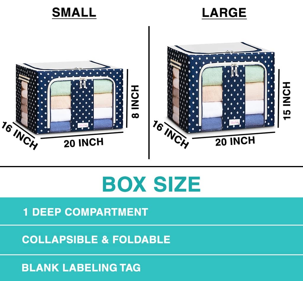 💥Last Day - Collapsible Oxford Fabric Storage Boxes for Clothes/Quilts/Linen with Metal Supports